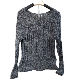 Gap Charcoal Sweater Cable Knit Scoop Neck Long Sleeve Pullover Size L